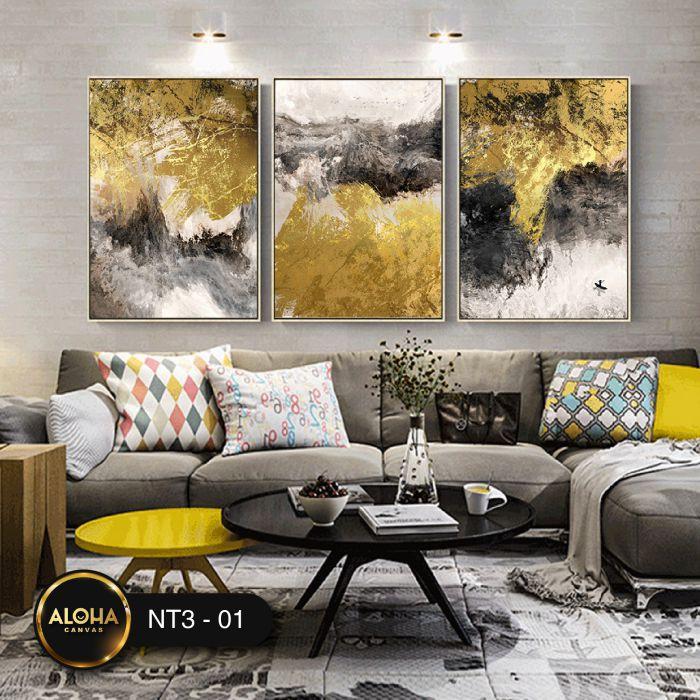 MUA 1 TẶNG 1 3 Tranh Canvas Treo Tường Tứ Quý Treo Phòng Khách Hút Tài Hút Lộc Tặng Đinh Treo