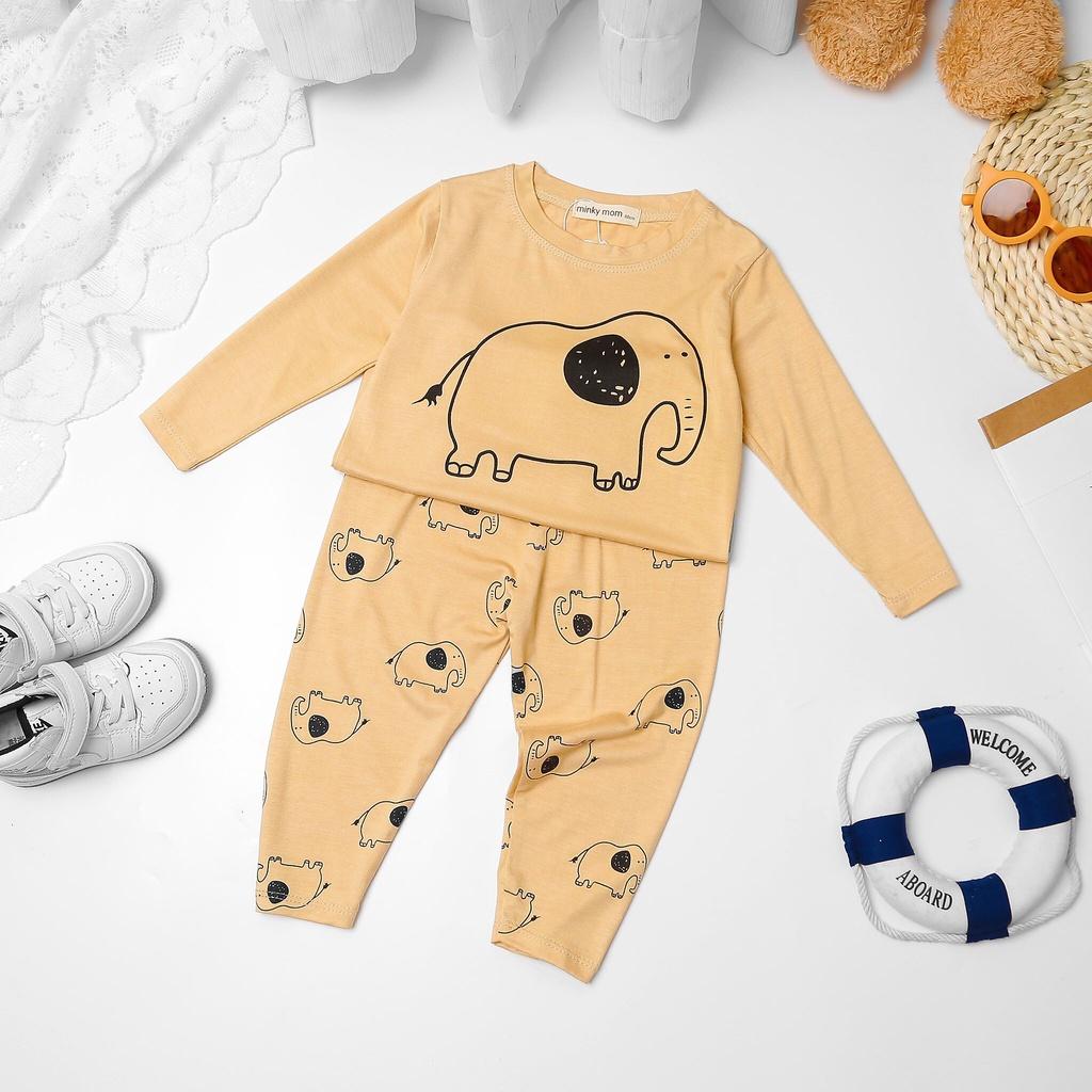 Bộ dài tay thun lạnh in gấu size nhí và đại cho bé trai bé gái từ 7-32kg