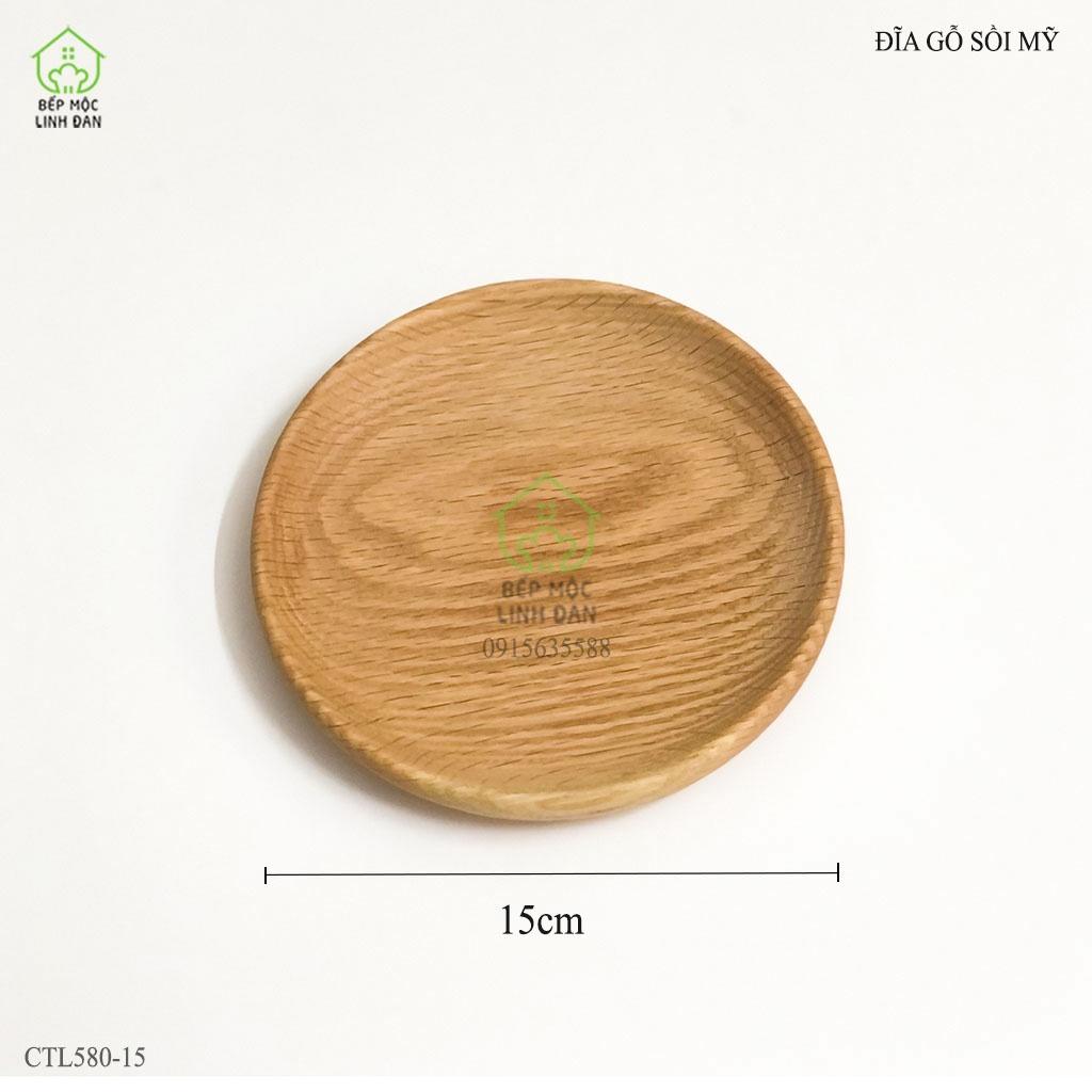 Đĩa tròn gỗ sồi Mỹ đựng thức ăn, hoa quả, decor_Vân gỗ đẹp, siêu sạch