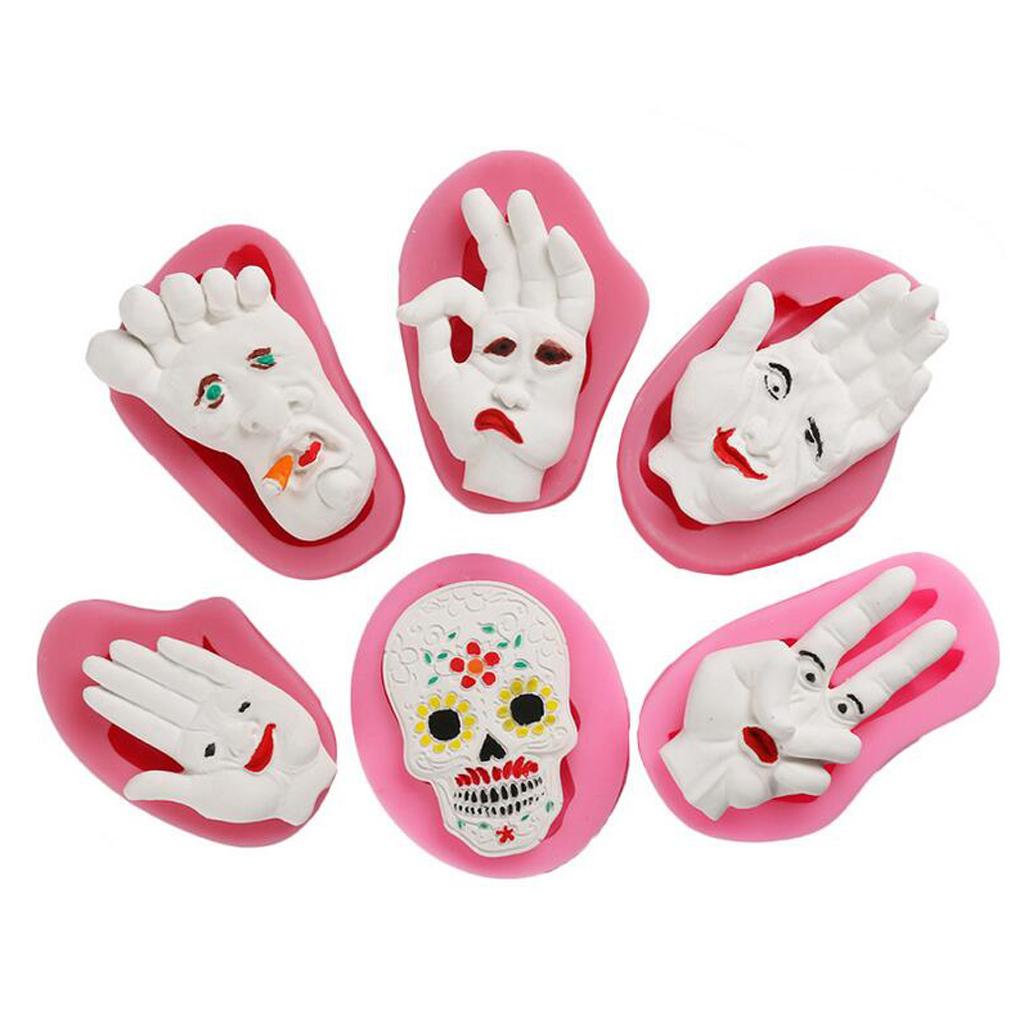 Halloween Party Decoration Fondant Cake Mould Palm Skull Chocolate Mold Tool