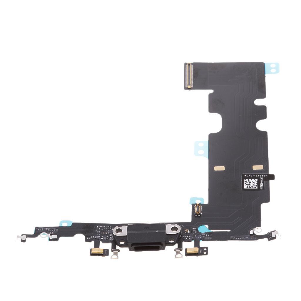 Charging Port Dock Connector Flex Cable with Headphone Jack Microphone Replacment Assembly for Apple iPhone 8 Plus Black/White