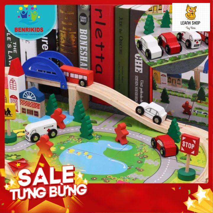 Đô chơi Mô Hình Giao Thông Thành Phố Gỗ 40 Chi Tiết (Loại Lớn)