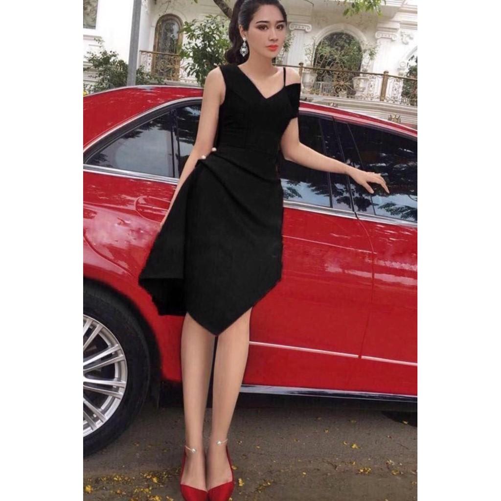 Đầm 2 dây xéo tà nhúng eo - hàng thiết kế 2020/ Có size XXL