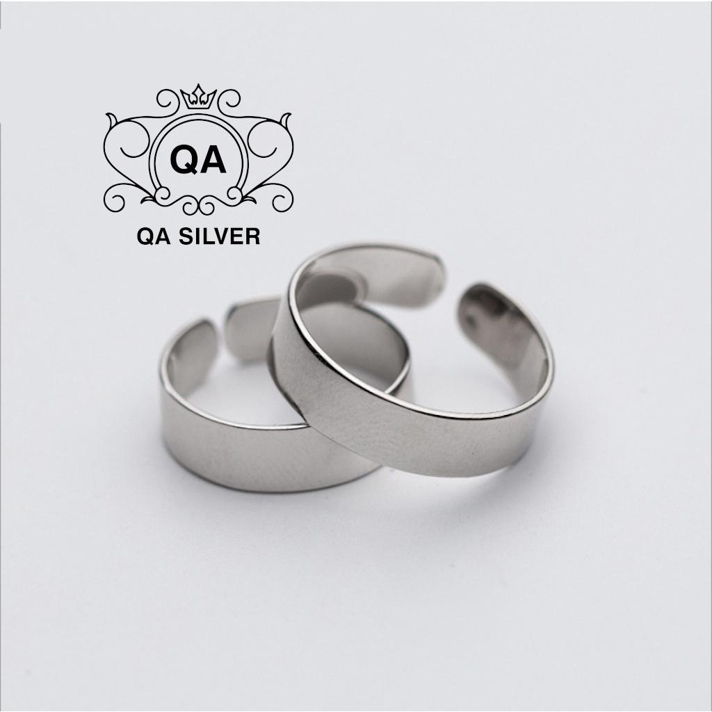 Nhẫn bạc trơn bản to nhẫn cặp đôi nam nữ bản rộng 5mm S925 MINIMAL Silver Ring QA SILVER RI191102