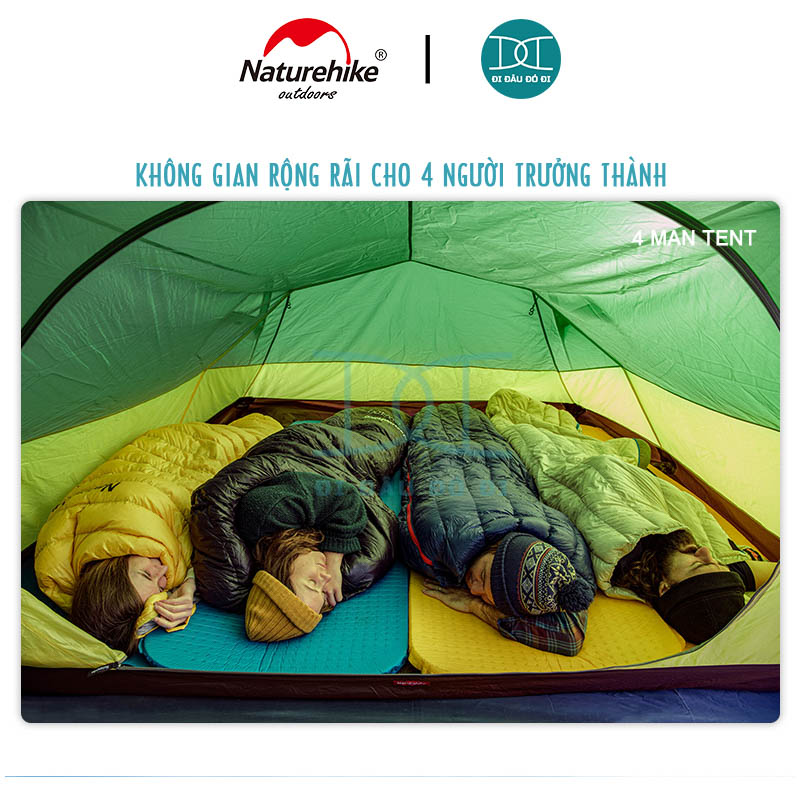 Lều cắm trại chống mưa 3 người 2 ngăn Naturehike Opalus NH17L001-L