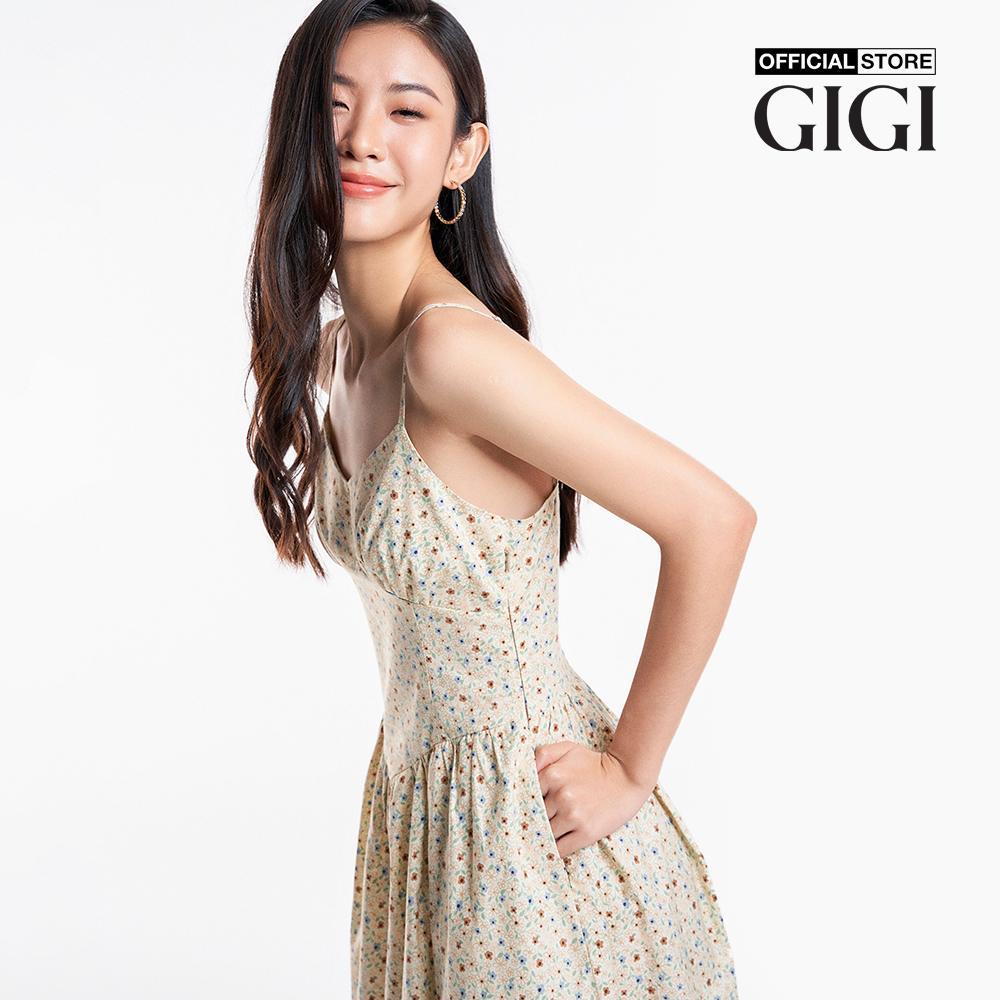 GIGI - Đầm hai dây midi cổ V dáng xòe thời trang G2102D233191