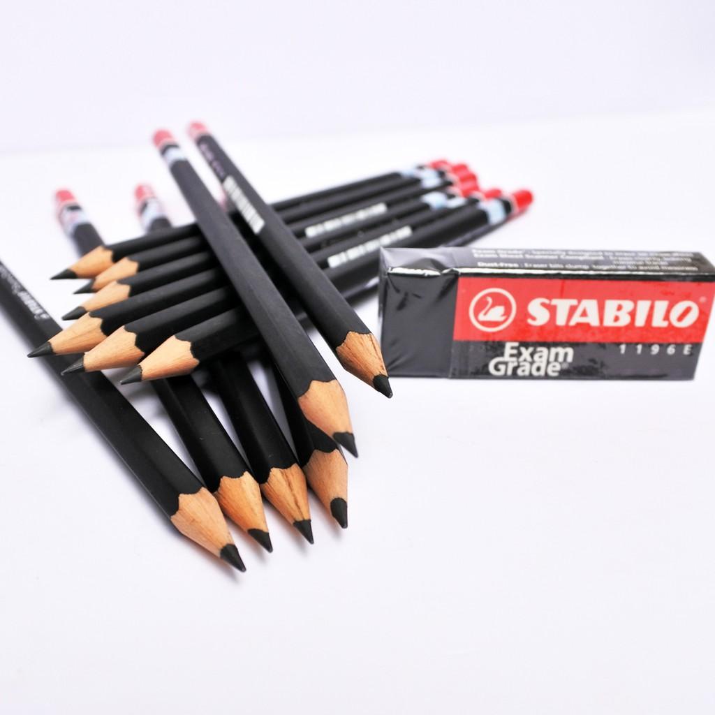 Hộp 12 cây bút chì gỗ STABILO Exam Grade 2B + tẩy ER196 (PC288/12-2B+)