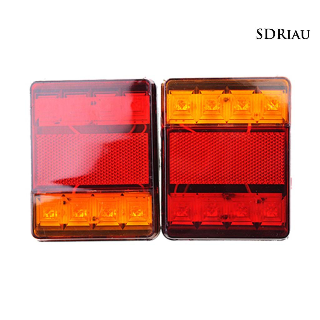 2 Đèn Led 8 Bóng 12 / 24v Chống Nước Gắn Đuôi Xe Tải