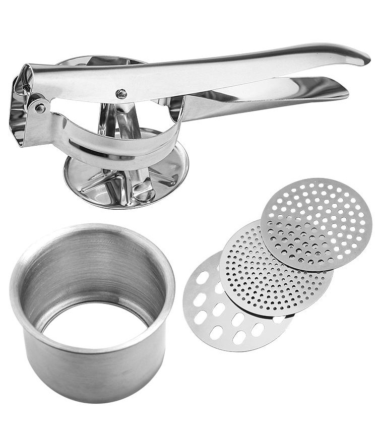 Bộ Dụng Cụ Ép Rau Củ Quả, Làm Bún, 3 Đầu Inox Không Rỉ Sét An Toàn Cho Sức Khỏe