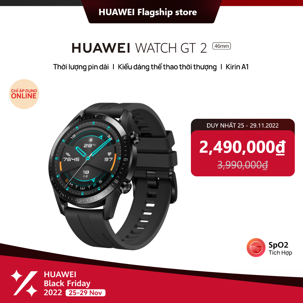 Đồng Hồ Thông Minh Huawei Watch GT2 | Kirin A1 | Thời Lượng Pin Dài | Kiểu Dáng Thể Thao Thời Thượng | Hàng Chính Hãng
