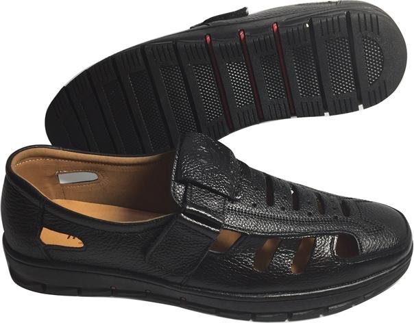 Giày tây da bò thật, thiết kế thoáng khí thích hợp với mùa hè, đế cao su có rãnh chống trượt an toàn, quai dán tiện lợi - HS63