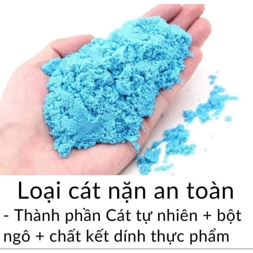 COMBO 1 kg Cát Động Lực Cát Nặn Cát Vi Sinh GỒM: 500g cát màu cam 500g cát màu xanh 6 khuôn hình 1 phao Bồ cào và xẻng SÁNG TẠO AN TOÀN PHÁT TRIỂN TOÀN DIỆN Cho Bé Trẻ Em Đất Nặn