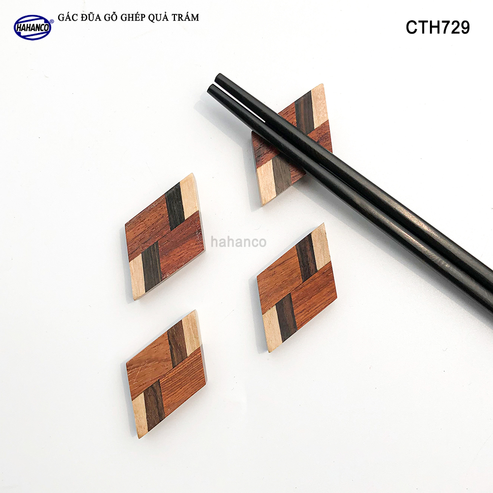 Combo 10 Gác Đũa Gỗ Tự Nhiên Hình Quả Trám HAHANCO Phụ Kiện Bàn Ăn, Decor - CTH729