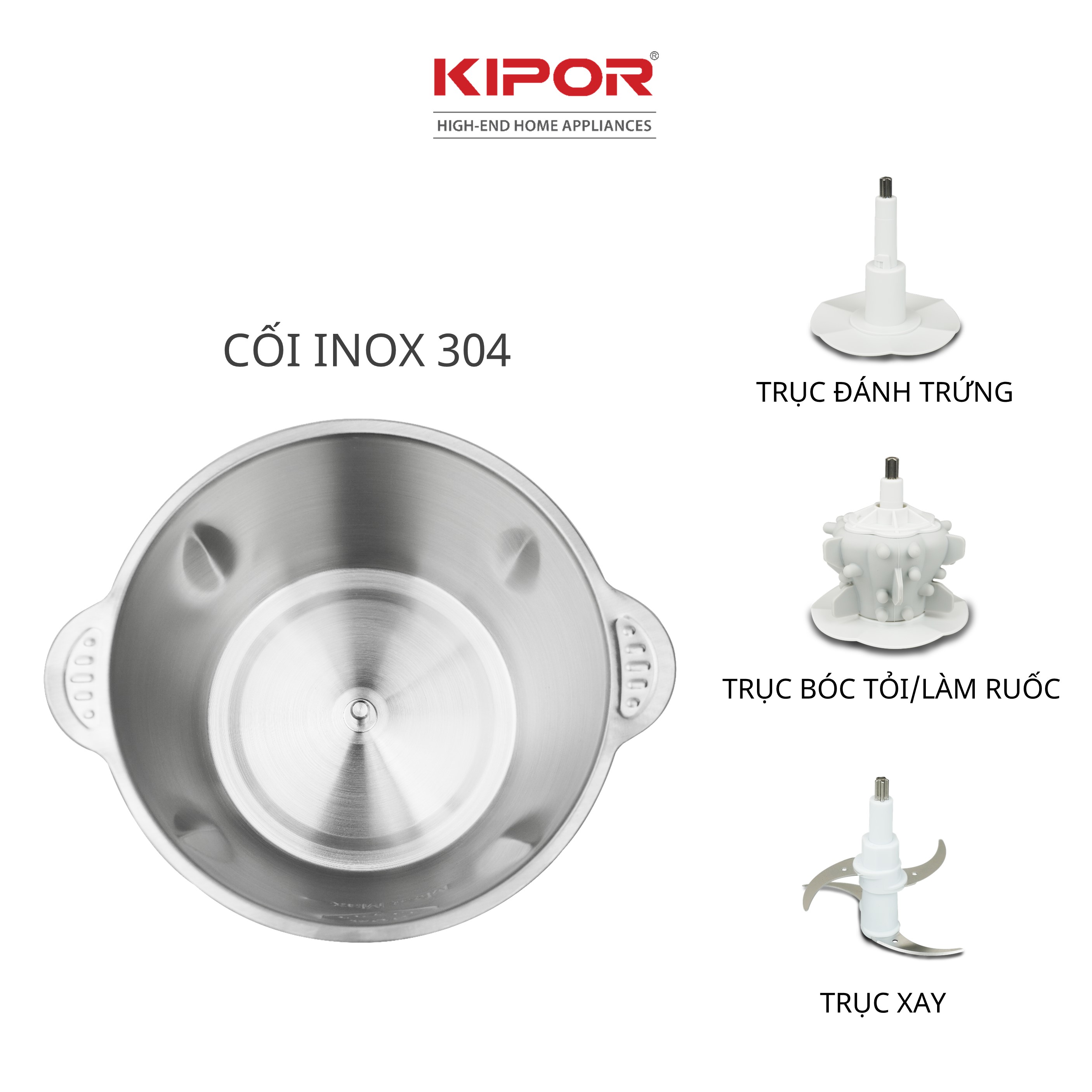 Máy xay thịt đa năng KIPOR KP-MC502 - Cối Inox 304, dung tích 2L, 4 lưỡi dao bằng thép  - Hàng Chính Hãng
