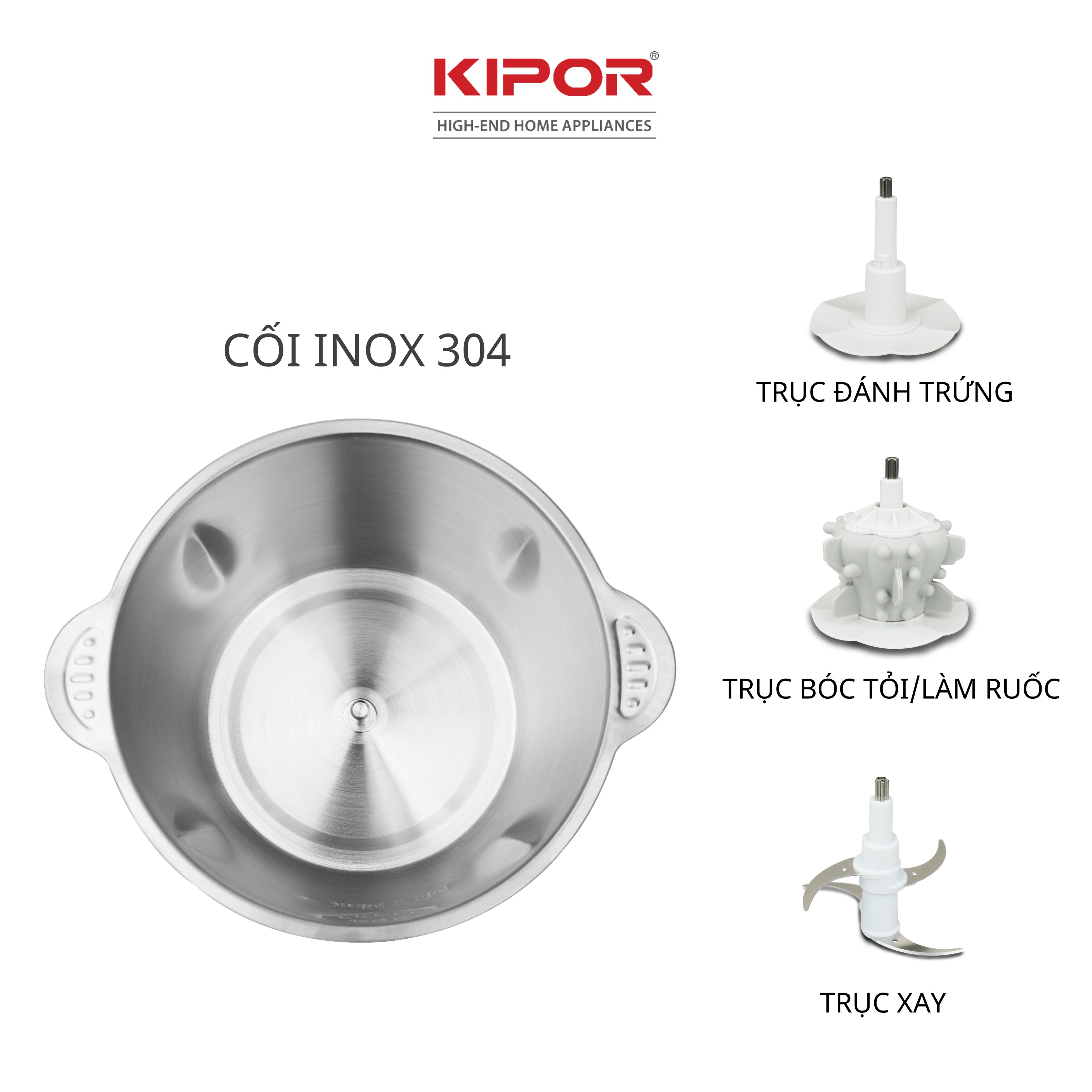 Máy xay thịt đa năng KIPOR KP-MC502 - Cối Inox 304, dung tích 2L, 4 lưỡi dao bằng thép (400W) - Hàng Chính Hãng