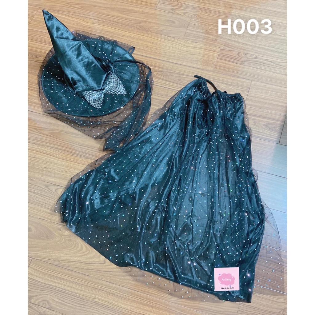 Set áo choàng phù thuỷ đính nhũ kim sa Halloween 2023