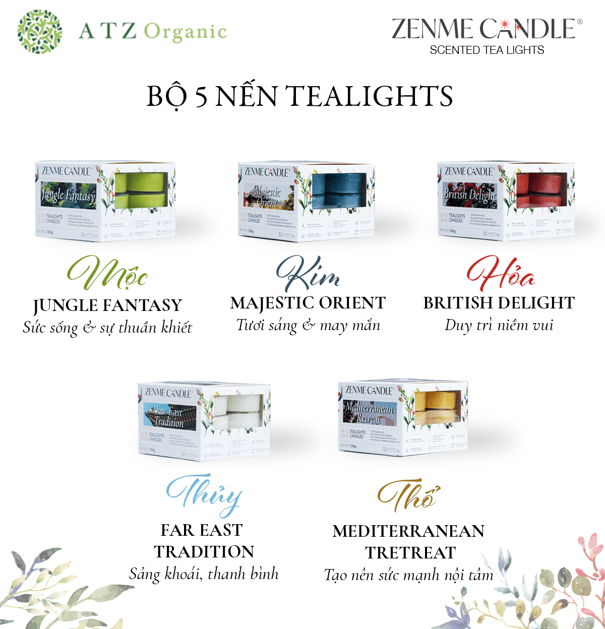 Nến Tealights - ZENME - British Delight - 12 Viên