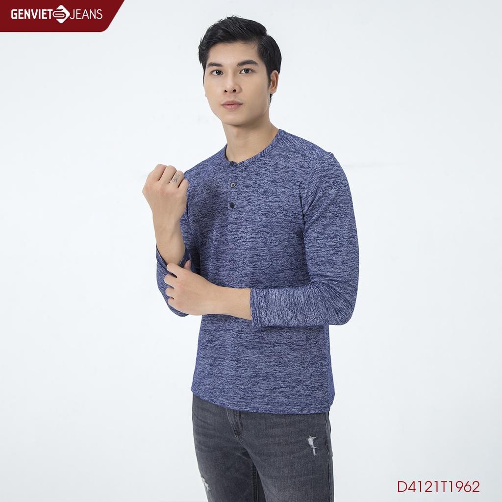 Áo Thun Nam Dài Tay Cổ Bổ Trụ GENVIET D4121T1962