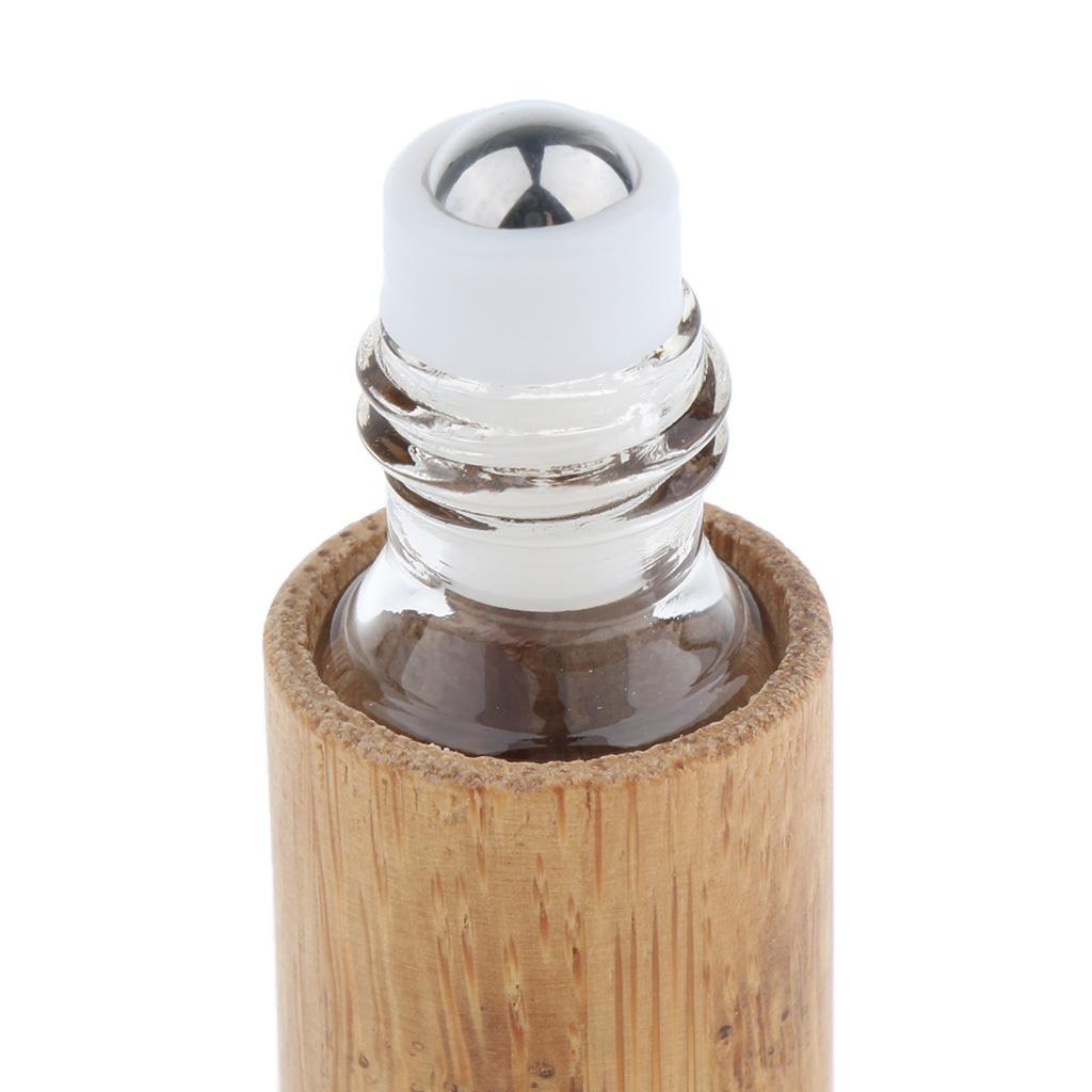 5/10ml Natural Bamboo Refillable Empty  Essential Oil Roll On Bottles