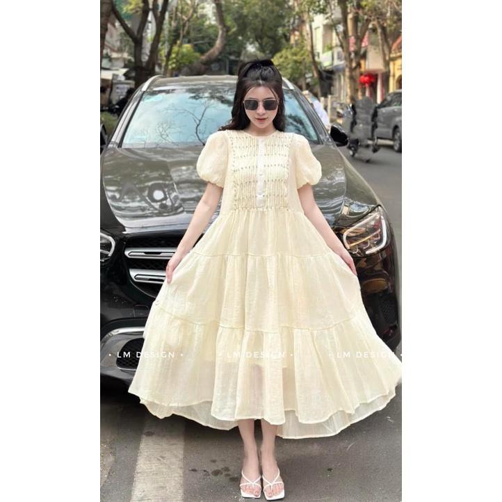 VÁY ĐI CHƠI, VÁY BABYDOLL CỔ TRÒN TAY NGẮN DÁNG DÀI XÒE CỰC XINH XỈU