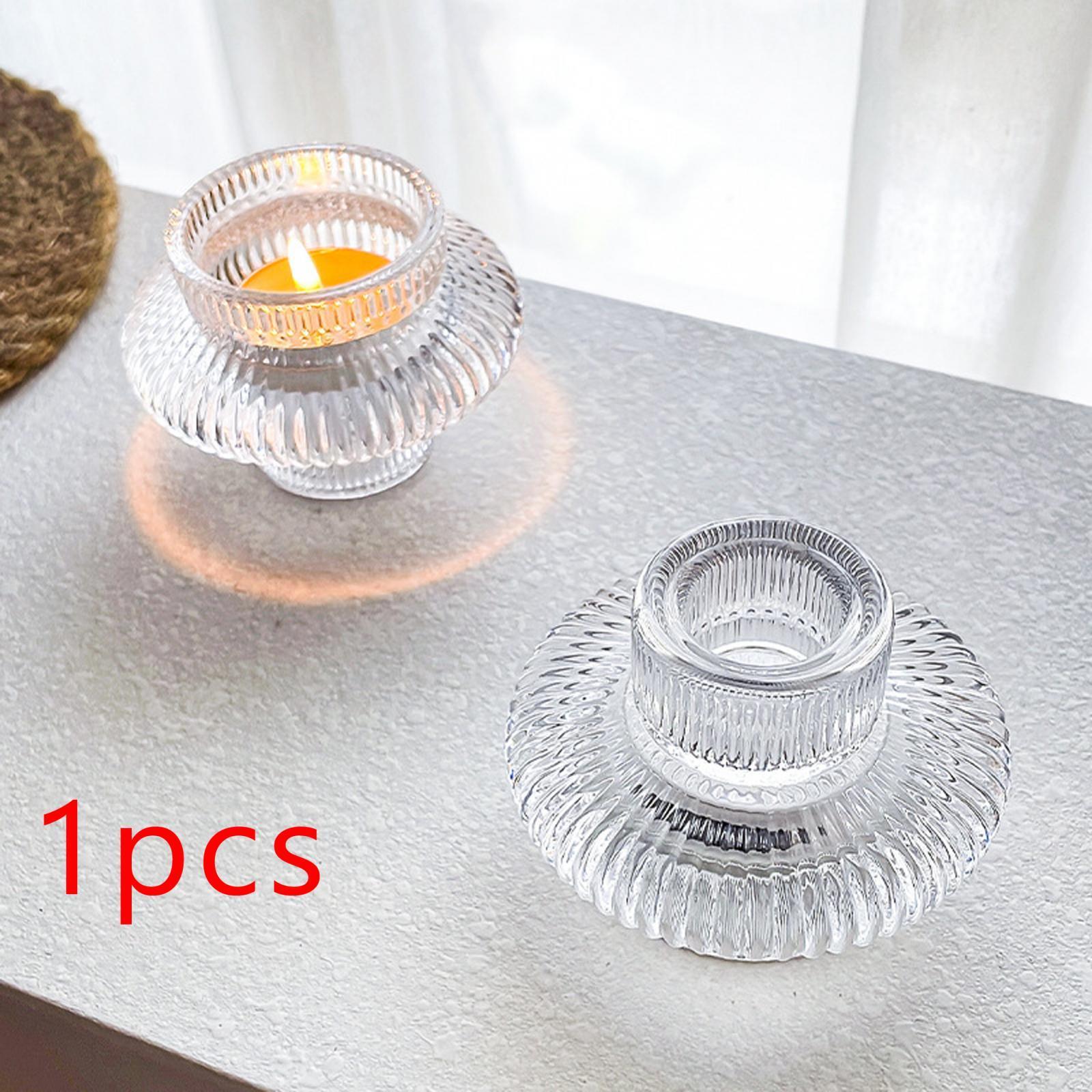 Pillar Candle Stand Candlestick Glass Candle Holder for Party Holiday
