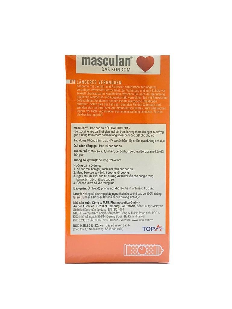 Bao Cao Su Masculan Long Pleasure Gân Gai Kéo Dài Thời Gian - 100% Chính Hãng