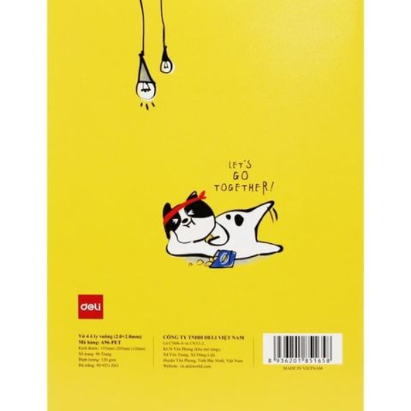 Tập Học Sinh - 4 Ô Ly Vuông - 96 Trang 120gsm - Deli CNA96-PET (Mẫu Bìa Giao Ngẫu Nhiên)