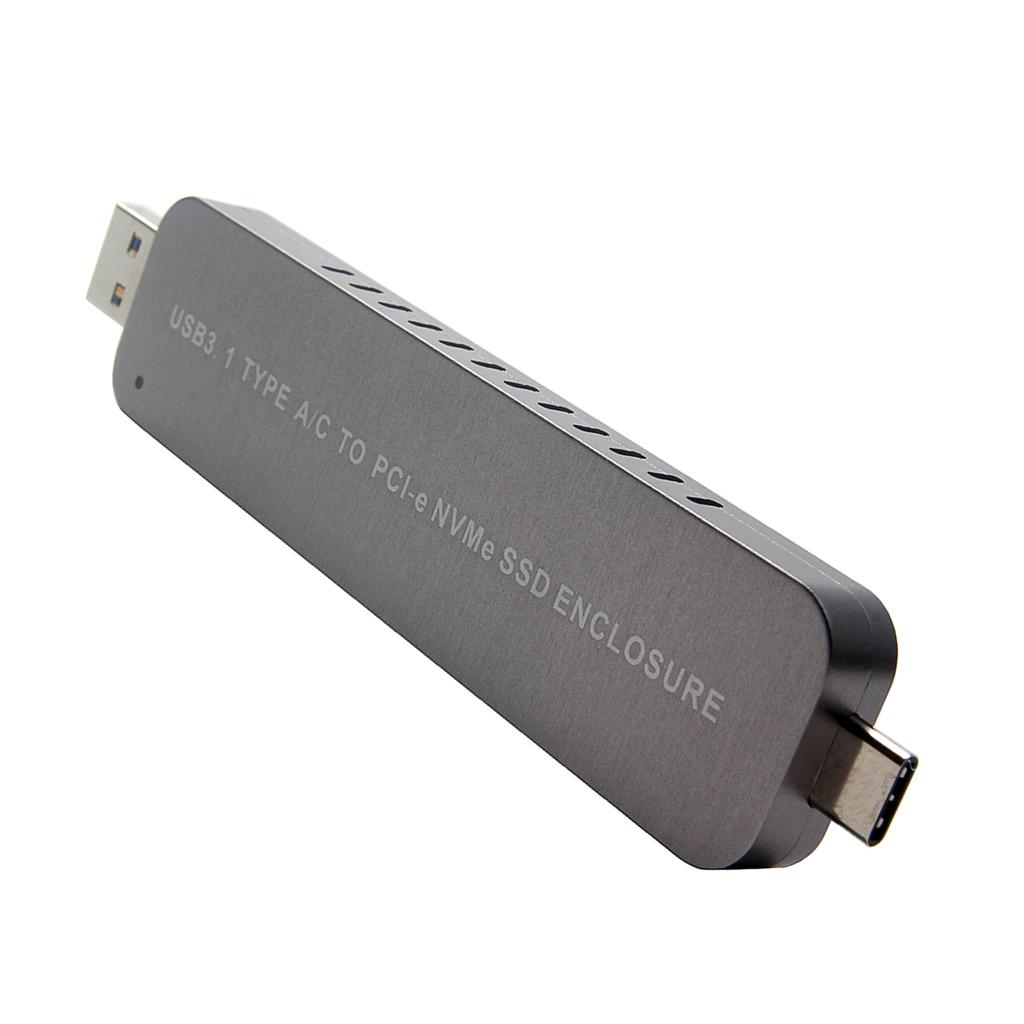 Aluminum M.2 NVME SSD Housing Adapter, USB Type C And Type A to NGFF NVME PCI E
