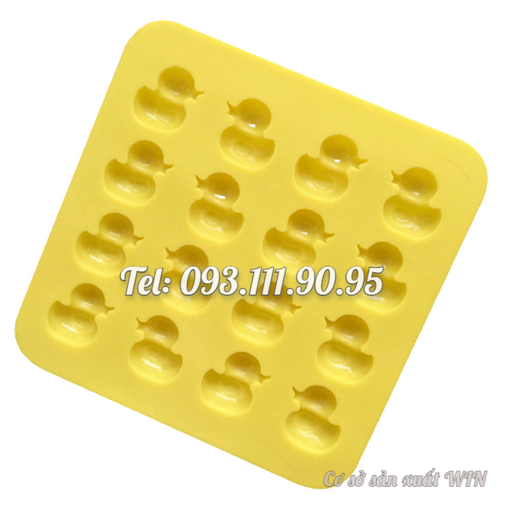 Khuôn silicon làm bánh, rau câu, socola, kẹo dẻo 16 vịt con – Mã số 1473
