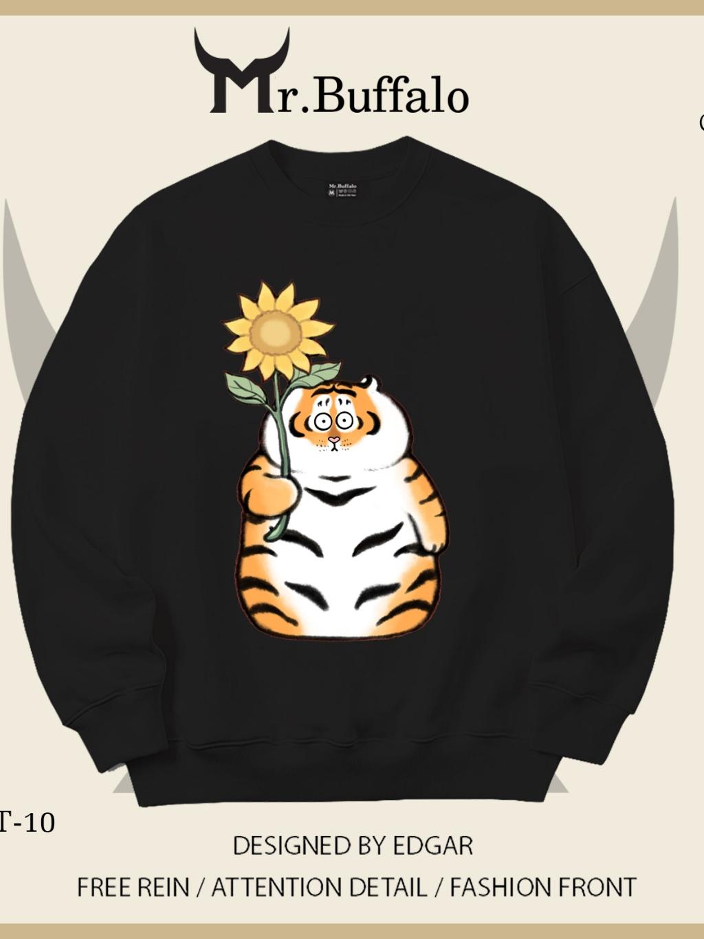 Áo Sweater Hổ béo ngây thơ và rồng cute Mr.Buffalo - VT12 Trắng, VT12 Trắng