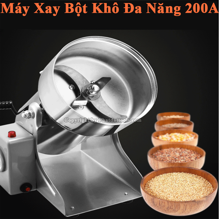 Máy Xay Nghiền Tinh Bột Khô Đa Năng Siêu Mịn 200A Vỏ INOX