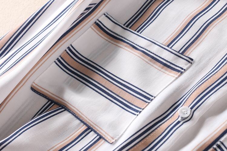 Áo sơ mi nữ Haint Boutique, Áo sơ mi trắng dài tay phối màu kẻ sọc phong cách công sở Sm86