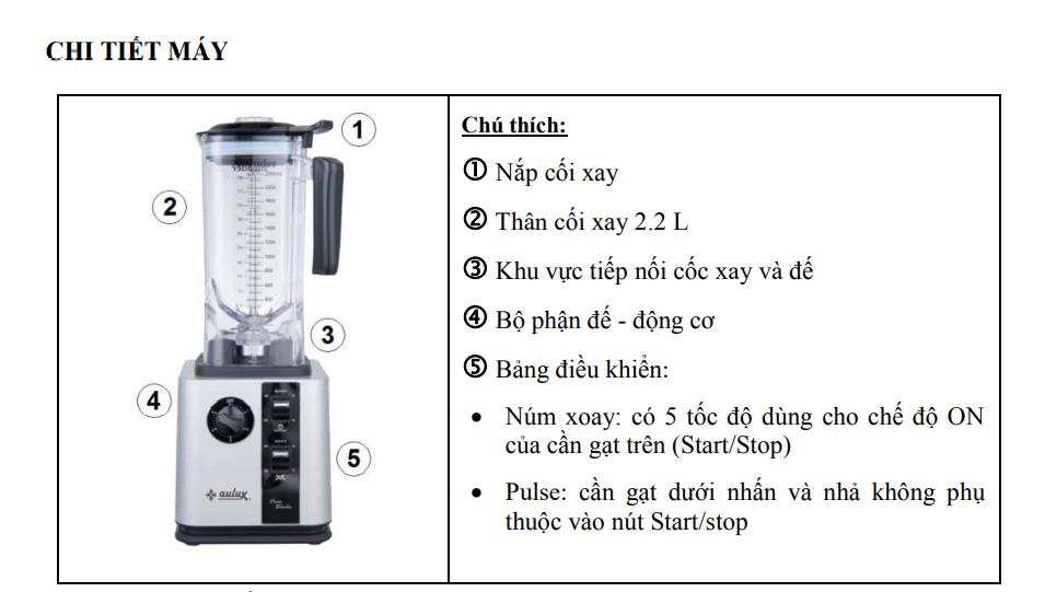 Máy Xay Sinh Tố Công Nghiệp Cao Cấp Aulux AP-2268 (2200W) - Màu Ngẫu Nhiên - Hàng Chính Hãng