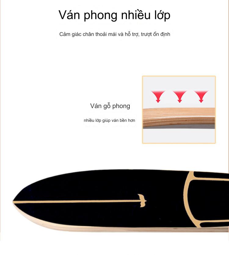 Ván Trượt Thi Đấu Mặt Nhám S7 Trục Lò Xo Xoắn Kép, Xoay 110 Độ, Bánh Xe Cao Su Phát Sáng Chịu Lực 120kg Chính Hãng Đại Nam Sport