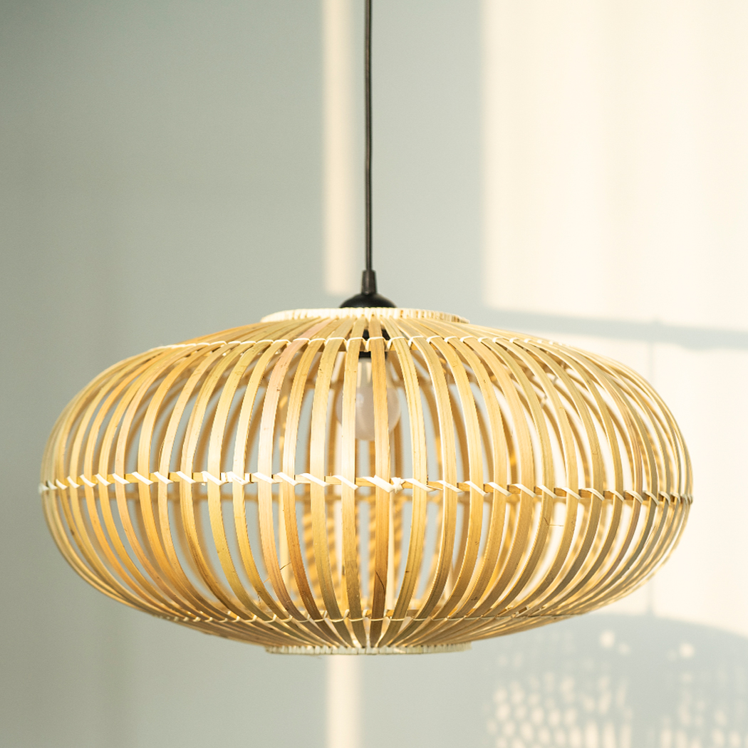 Đèn tre tròn 1 lớp Vuadecor Đèn trang trí thả trần - Bamboo Lamp