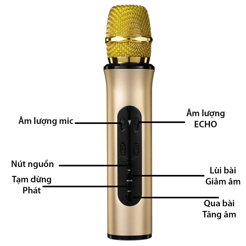 Micro Karaoke Bluetooth Hát Trực Tiếp Không Cần Loa Chất Lượng Âm Thanh Chuyên Nghiệp - Hàng Chính Hãng PKCB