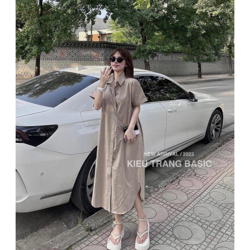 VÁY ĐI CHƠI, VÁY SƠ MI TAY NGẮN DÁNG DÀI KÈM DÂY CỰC XINH IU