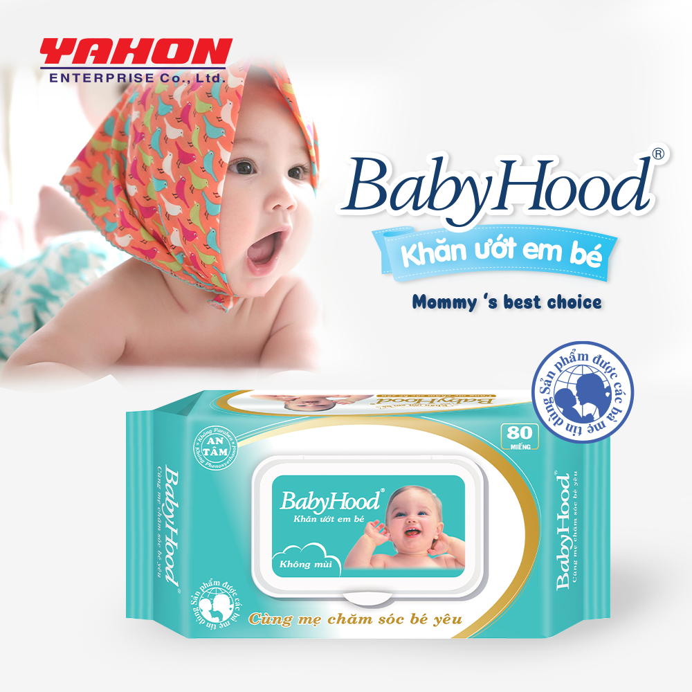 Bao Khăn Ướt Em Bé BABYHOOD Không Mùi, 80 Miếng/Bao