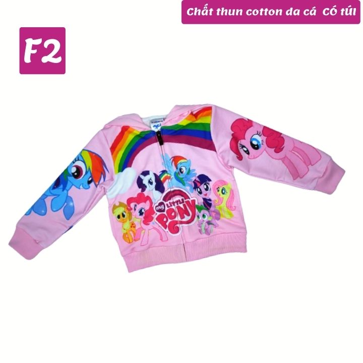 Áo khoác bé gái Pony cầu vồng từ 11-43kg - Thun cotton da cá in 3D cực chất -Kiến Lửa