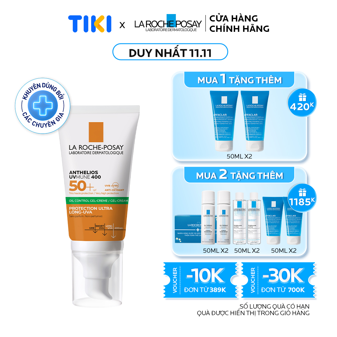 Kem Chống Nắng Không Màu Kiểm Soát Dầu La Roche-Posay Anthelios XL Dry Touch Gel-Cream SPF 50+ UVB & UVA