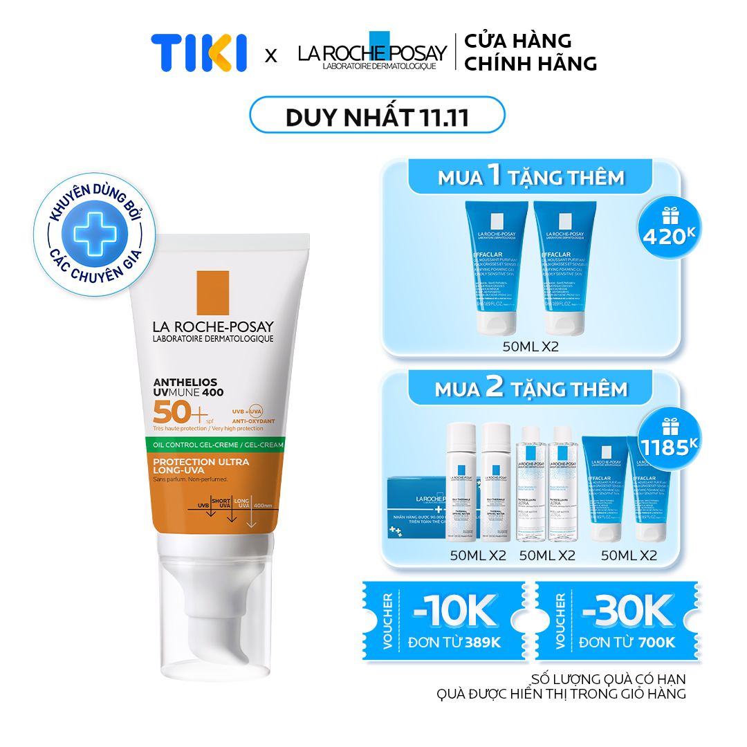 Kem Chống Nắng Không Màu Kiểm Soát Dầu La Roche-Posay Anthelios XL Dry Touch Gel-Cream SPF 50+ UVB & UVA (50ml)