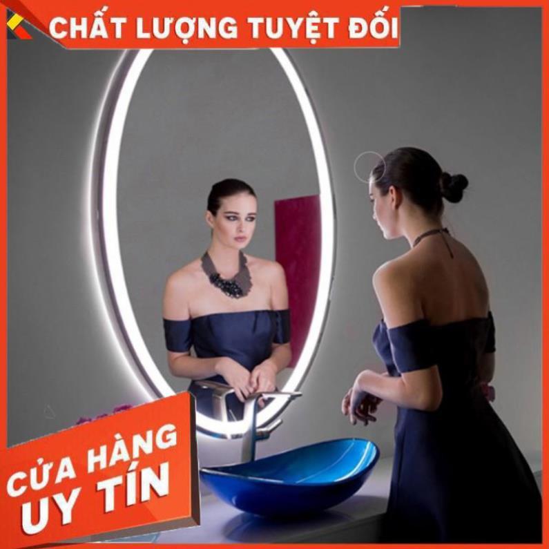 Gương oval bầu dục trang điểm treo tường đèn led cảm ứng thông minh khích thước 50x70cm - guong