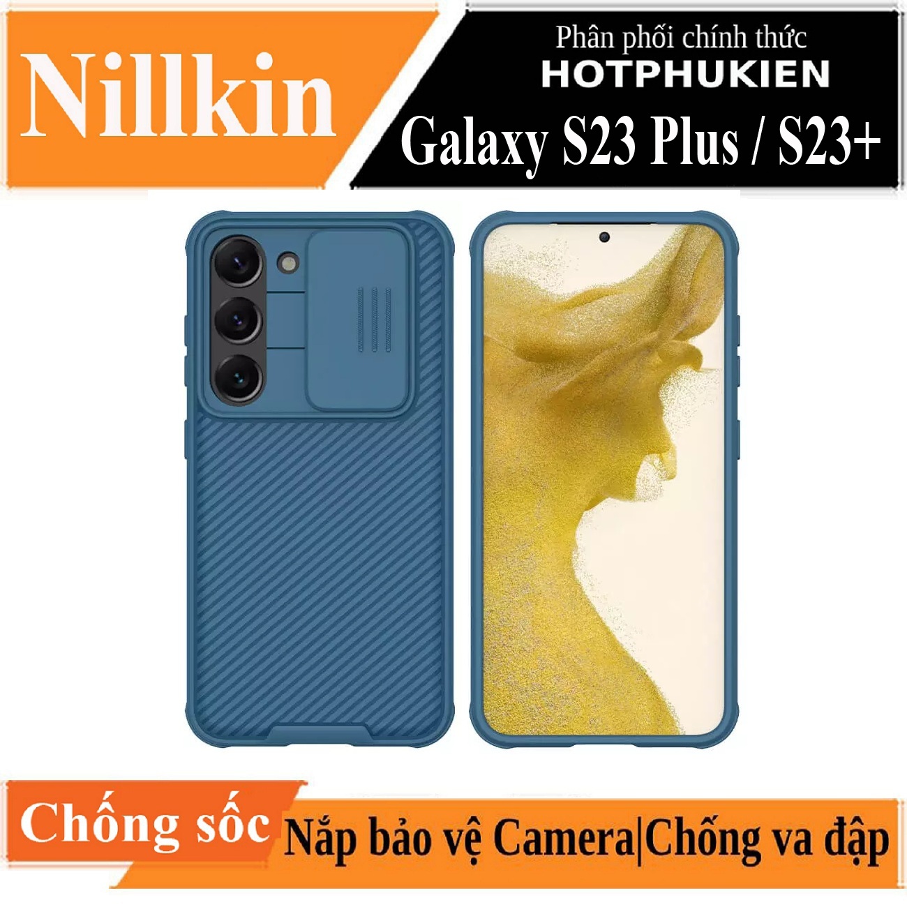 Ốp Lưng Chống Sốc Bảo Vệ Camera Cho Samsung Galaxy S23 S23 Plus Hiệu Nillkin Camshield Pro Chống Sốc Cực Tốt, Chất Liệu Cao Cấp, Có Khung &Amp; Nắp Đậy Bảo Vệ Camera - Hàng Nhập Khẩu - Galaxy S23 Plusgalaxy S23 - Xanh Dương