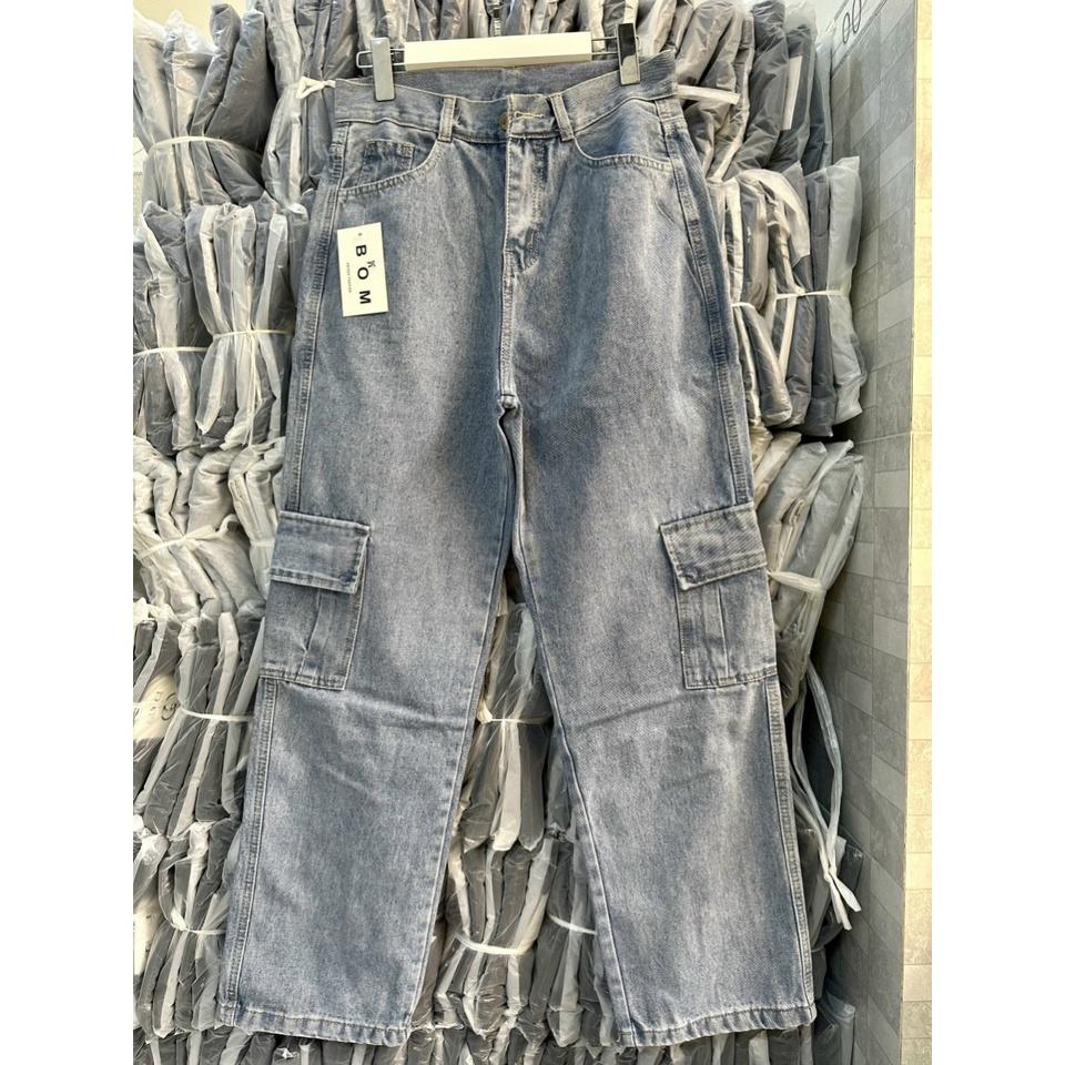 Quần JEAN baggy nam nữ unisex TÚI HỘP màu XANH - XÁM Nam nữ unisex Quần baggy ống rộng NBJ001