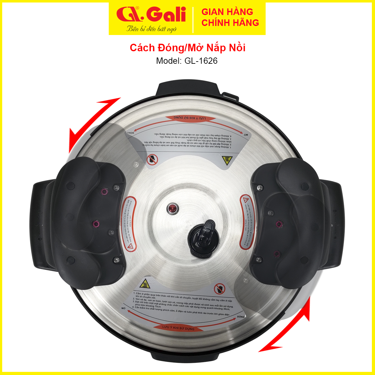 Nồi áp suất Gali GL-1626, dung tích 17lít, Sử dụng hoàn hảo cho các nhà hàng, quán ăn, trường học, hàng chính hãng 100%, bảo hành 12 tháng Gali