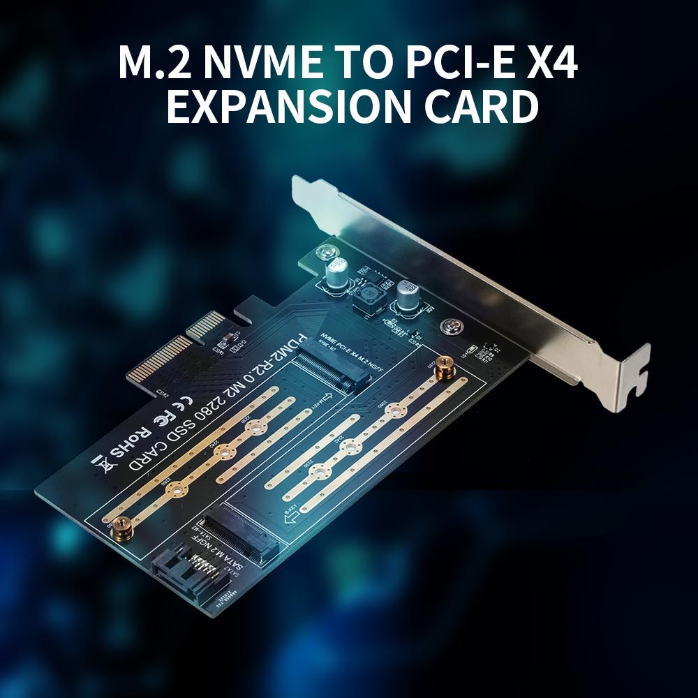 M.2 NVME to PCI-E X4 Expansion Card SSD Adapter Card with M.2 M-key B-key Interfaces Support NVME SATA Dual Protocol