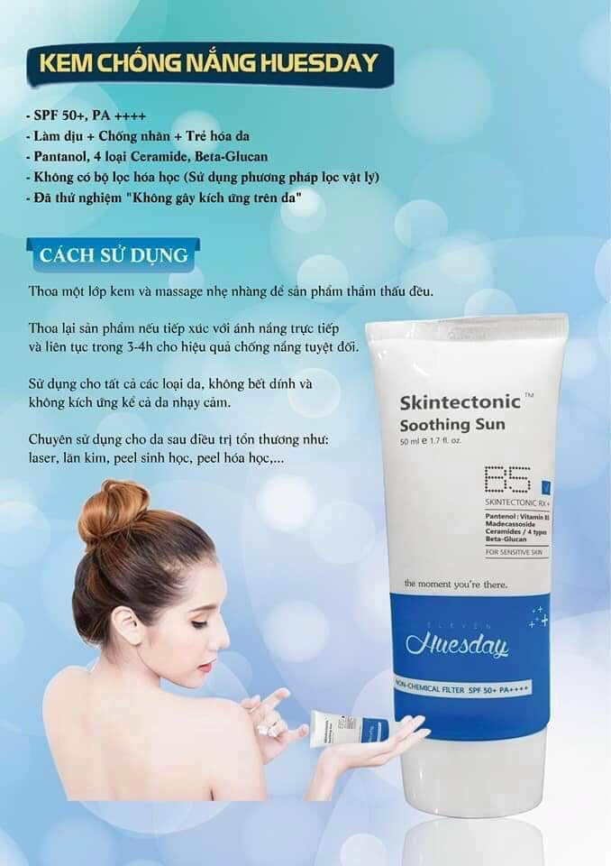 Kem chống nắng vật lý Huesday Hàn Quốc- Eleven Huesday Skintectonic Soothing Sun SPF 50+ ( 50g)