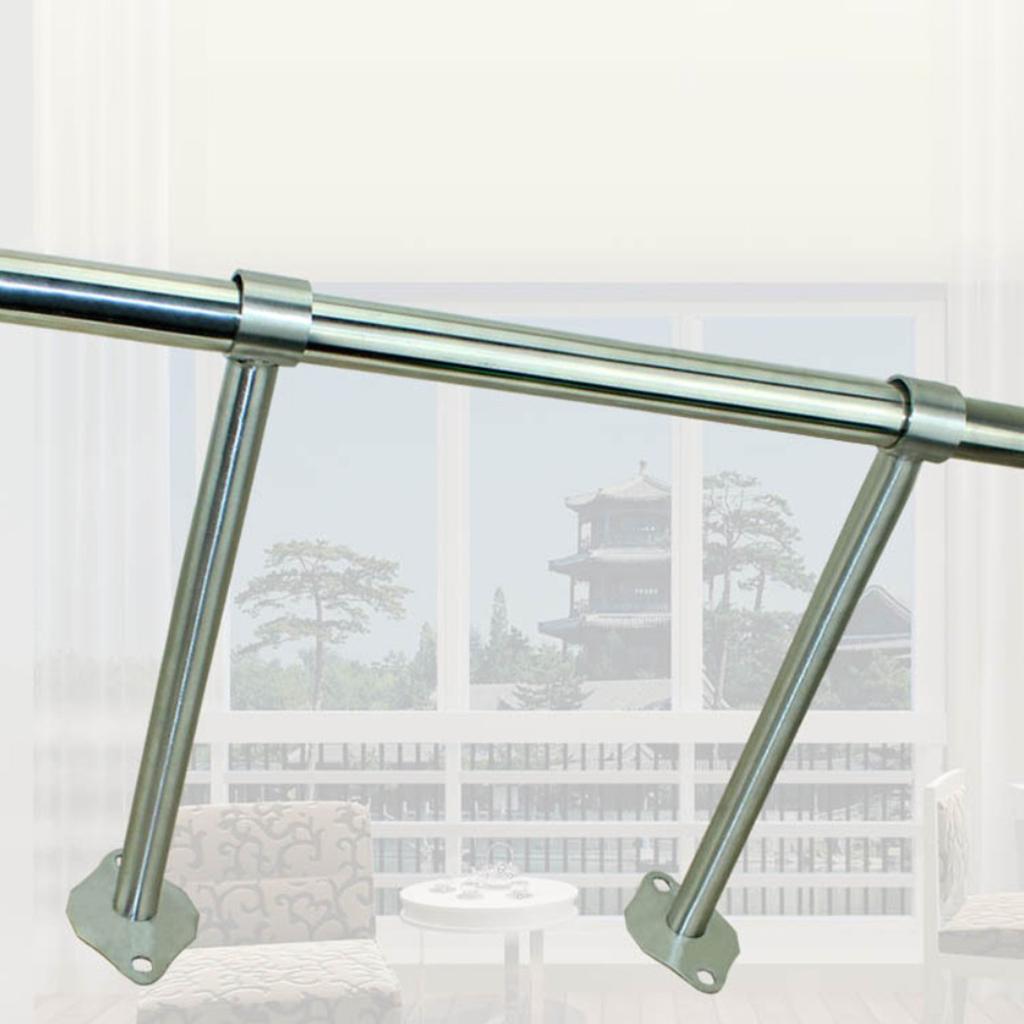 2x2x Stainless Steel Wardrobe Pipe Lever Bracket Closet Rod Holder 400mm