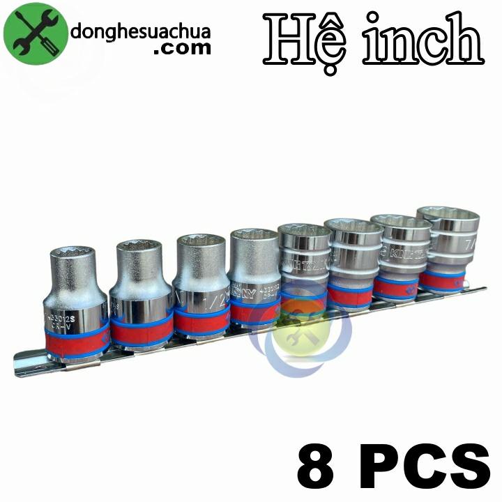 Bộ đầu tuýp 8 chi tiết hệ Inch Kingtony 4010SR (1/2 Inch) 12 cạnh