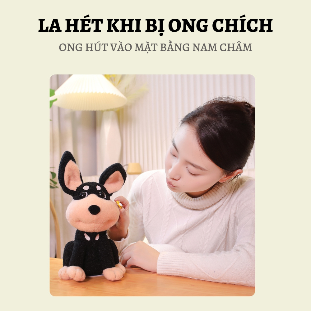 Cún Bông Điện Tử Sợ Ong cún có thể sủa và hát đuôi vẫy đuôi - Chó Bông Đồ Chơi Có Thể Chạy Sủa Dùng Pin Hàng Hot 2023
